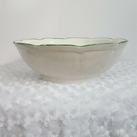 Garantito per Alimenti Vintage Pasta Serving Bowl Green White Hand Painted - Picture 7 of 16